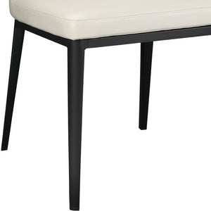 HomeRoots Set of Two Elegant Beige and Black Wing Back Dining Chairs - Upholstered Faux Leather Comfort 527813