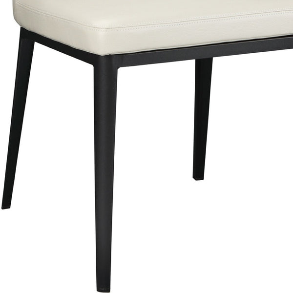 HomeRoots Set of Two Elegant Beige and Black Wing Back Dining Chairs - Upholstered Faux Leather Comfort 527813