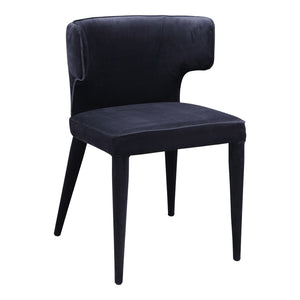 HomeRoots Black Velvet Wing Back Side Chair - Elegant Armless Design for Dining, Living Room, and Office Use 527814