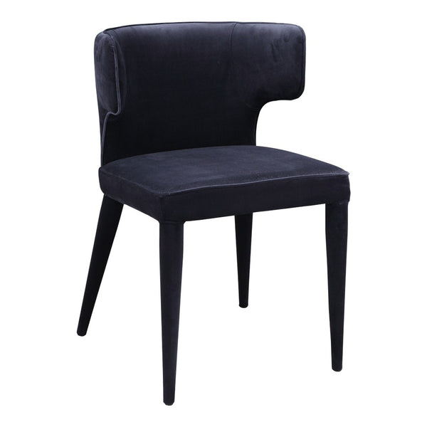 HomeRoots Black Velvet Wing Back Side Chair - Elegant Armless Design for Dining, Living Room, and Office Use 527814