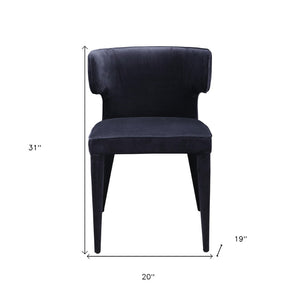 HomeRoots Black Velvet Wing Back Side Chair - Elegant Armless Design for Dining, Living Room, and Office Use 527814