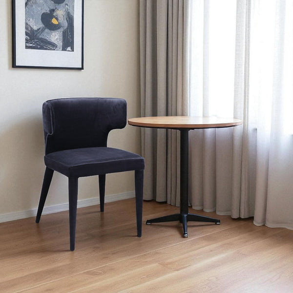 HomeRoots Black Velvet Wing Back Side Chair - Elegant Armless Design for Dining, Living Room, and Office Use 527814