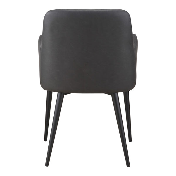 HomeRoots Set of Two Stylish Tufted Black Faux Leather Dining Arm Chairs for Modern Elegance and Comfort 527815