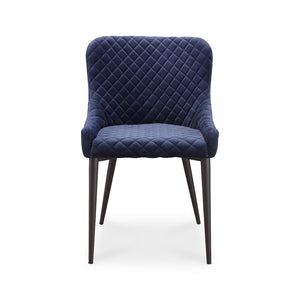 HomeRoots Tufted Dark Blue Velvet Side Chair - Elegant Armless Design with Black Accents for Dining & Accent Use 527816