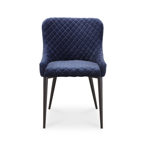 HomeRoots Tufted Dark Blue Velvet Side Chair - Elegant Armless Design with Black Accents for Dining & Accent Use 527816
