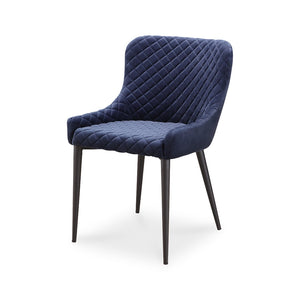 HomeRoots Tufted Dark Blue Velvet Side Chair - Elegant Armless Design with Black Accents for Dining & Accent Use 527816