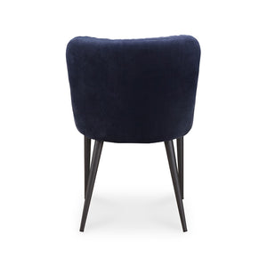 HomeRoots Tufted Dark Blue Velvet Side Chair - Elegant Armless Design with Black Accents for Dining & Accent Use 527816