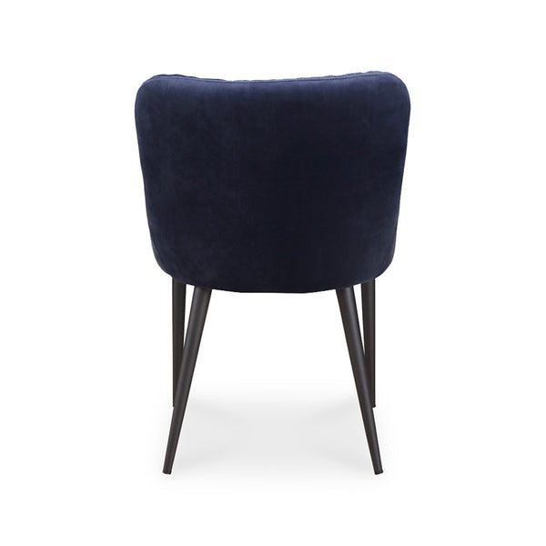 HomeRoots Tufted Dark Blue Velvet Side Chair - Elegant Armless Design with Black Accents for Dining & Accent Use 527816