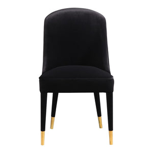 HomeRoots Set of Two Elegant Black Velvet Dining Chairs - Modern Comfort for Any Room, Armless Design 527817