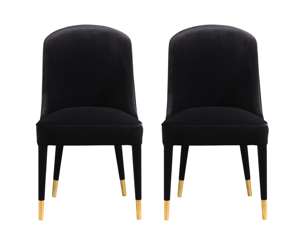HomeRoots Set of Two Elegant Black Velvet Dining Chairs - Modern Comfort for Any Room, Armless Design 527817