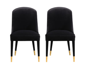 HomeRoots Set of Two Elegant Black Velvet Dining Chairs - Modern Comfort for Any Room, Armless Design 527817