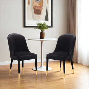 HomeRoots Set of Two Elegant Black Velvet Dining Chairs - Modern Comfort for Any Room, Armless Design 527817