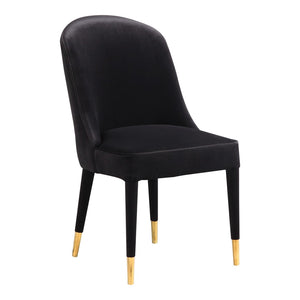HomeRoots Set of Two Elegant Black Velvet Dining Chairs - Modern Comfort for Any Room, Armless Design 527817