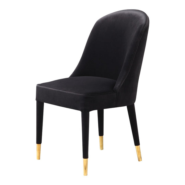 HomeRoots Set of Two Elegant Black Velvet Dining Chairs - Modern Comfort for Any Room, Armless Design 527817