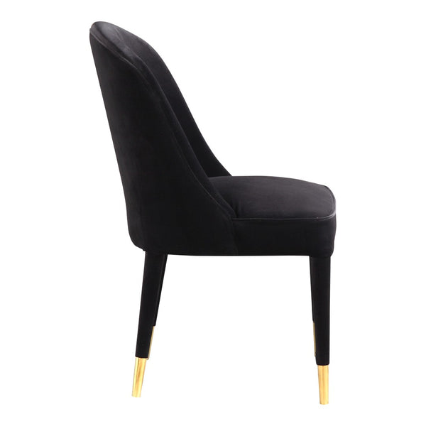 HomeRoots Set of Two Elegant Black Velvet Dining Chairs - Modern Comfort for Any Room, Armless Design 527817