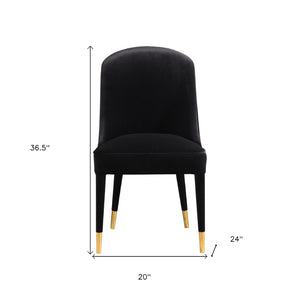 HomeRoots Set of Two Elegant Black Velvet Dining Chairs - Modern Comfort for Any Room, Armless Design 527817