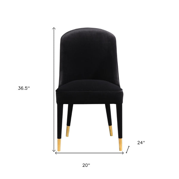 HomeRoots Set of Two Elegant Black Velvet Dining Chairs - Modern Comfort for Any Room, Armless Design 527817