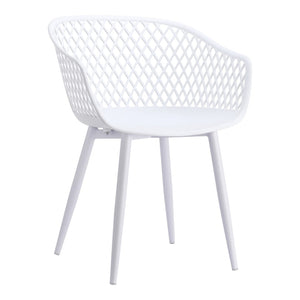 HomeRoots Set of Two White Heavy-Duty Plastic Dining Arm Chairs for Stylish Comfort and Versatile Use 527818