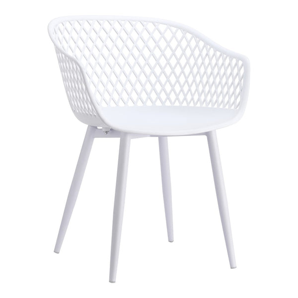 HomeRoots Set of Two White Heavy-Duty Plastic Dining Arm Chairs for Stylish Comfort and Versatile Use 527818