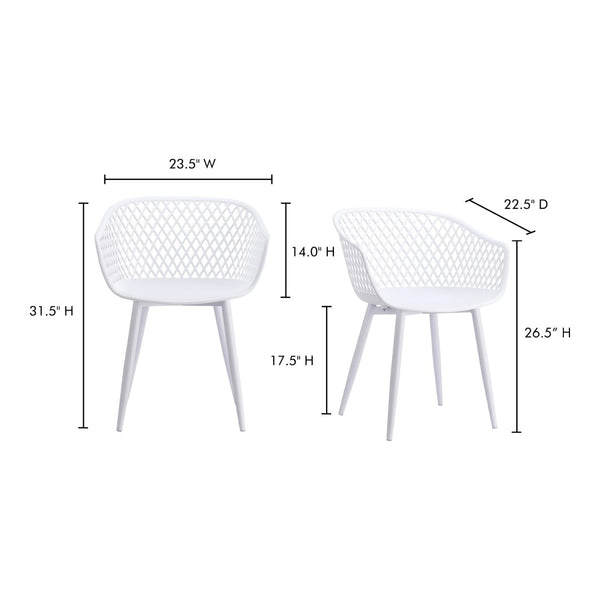 HomeRoots Set of Two White Heavy-Duty Plastic Dining Arm Chairs for Stylish Comfort and Versatile Use 527818