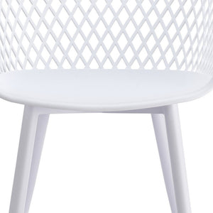 HomeRoots Set of Two White Heavy-Duty Plastic Dining Arm Chairs for Stylish Comfort and Versatile Use 527818