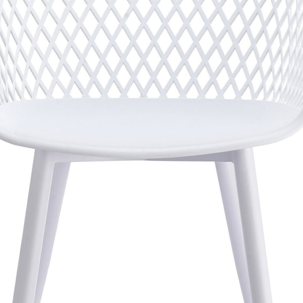 HomeRoots Set of Two White Heavy-Duty Plastic Dining Arm Chairs for Stylish Comfort and Versatile Use 527818