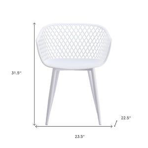 HomeRoots Set of Two White Heavy-Duty Plastic Dining Arm Chairs for Stylish Comfort and Versatile Use 527818