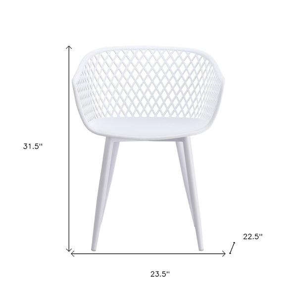 HomeRoots Set of Two White Heavy-Duty Plastic Dining Arm Chairs for Stylish Comfort and Versatile Use 527818