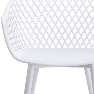 HomeRoots Set of Two White Heavy-Duty Plastic Dining Arm Chairs for Stylish Comfort and Versatile Use 527818