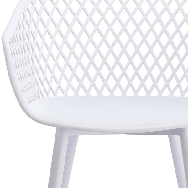 HomeRoots Set of Two White Heavy-Duty Plastic Dining Arm Chairs for Stylish Comfort and Versatile Use 527818