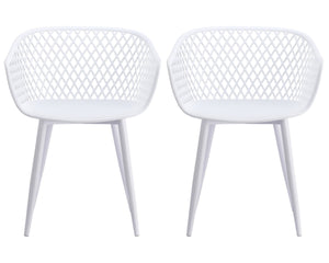 HomeRoots Set of Two White Heavy-Duty Plastic Dining Arm Chairs for Stylish Comfort and Versatile Use 527818