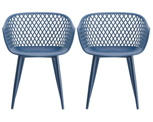 HomeRoots Set of Two Blue Heavy-Duty Plastic Dining Armchairs for Modern Style & Comfort in Any Space 527819