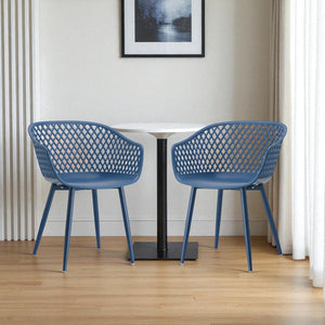 HomeRoots Set of Two Blue Heavy-Duty Plastic Dining Armchairs for Modern Style & Comfort in Any Space 527819