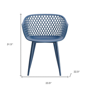 HomeRoots Set of Two Blue Heavy-Duty Plastic Dining Armchairs for Modern Style & Comfort in Any Space 527819