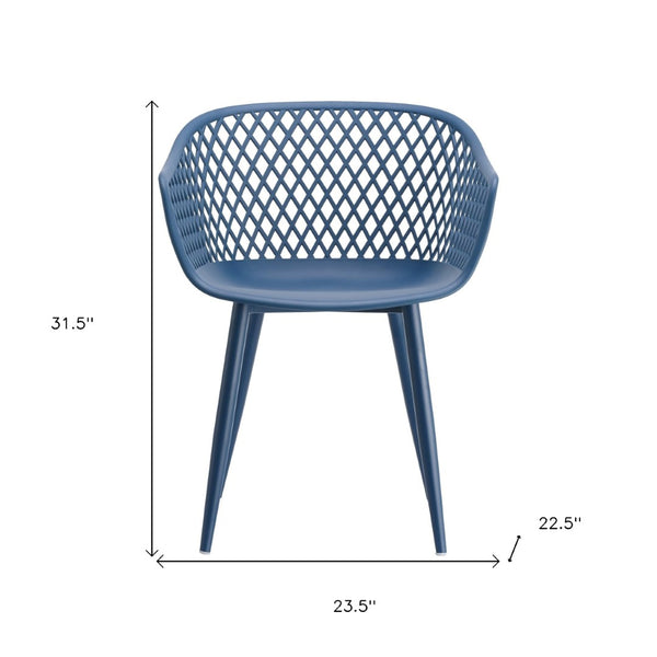 HomeRoots Set of Two Blue Heavy-Duty Plastic Dining Armchairs for Modern Style & Comfort in Any Space 527819