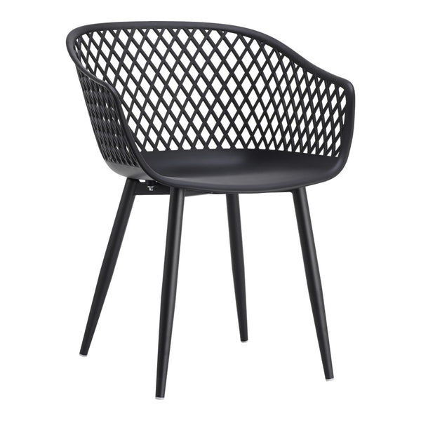 HomeRoots Set of Two Stylish Black Heavy-Duty Plastic Dining Armchairs for Modern Comfort & Versatility 527820