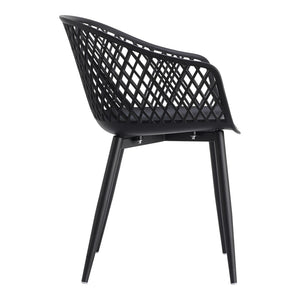 HomeRoots Set of Two Stylish Black Heavy-Duty Plastic Dining Armchairs for Modern Comfort & Versatility 527820