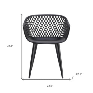 HomeRoots Set of Two Stylish Black Heavy-Duty Plastic Dining Armchairs for Modern Comfort & Versatility 527820