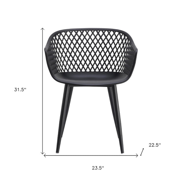 HomeRoots Set of Two Stylish Black Heavy-Duty Plastic Dining Armchairs for Modern Comfort & Versatility 527820