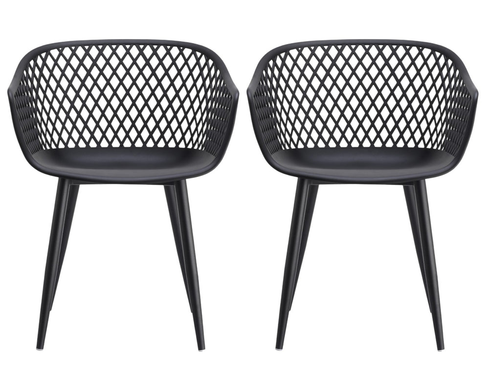 HomeRoots Set of Two Stylish Black Heavy-Duty Plastic Dining Armchairs for Modern Comfort & Versatility 527820