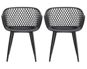 HomeRoots Set of Two Stylish Black Heavy-Duty Plastic Dining Armchairs for Modern Comfort & Versatility 527820