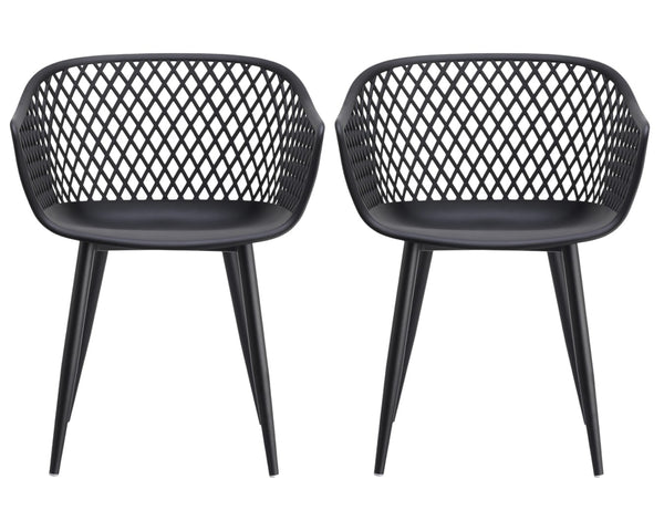 HomeRoots Set of Two Stylish Black Heavy-Duty Plastic Dining Armchairs for Modern Comfort & Versatility 527820