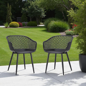 HomeRoots Set of Two Stylish Black Heavy-Duty Plastic Dining Armchairs for Modern Comfort & Versatility 527820