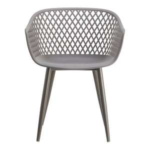 HomeRoots Set of Two Stylish Gray Heavy-Duty Plastic Arm Chairs for Dining, Living Room, and Office Use 527821