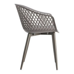 HomeRoots Set of Two Stylish Gray Heavy-Duty Plastic Arm Chairs for Dining, Living Room, and Office Use 527821
