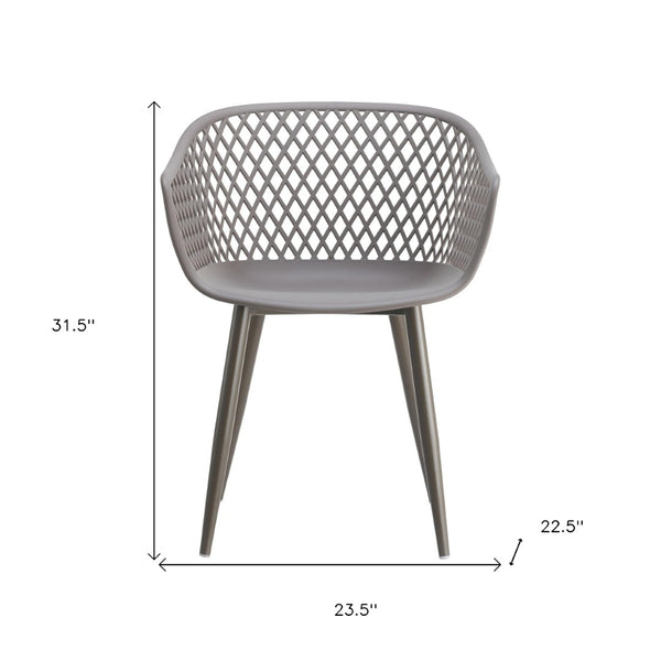 HomeRoots Set of Two Stylish Gray Heavy-Duty Plastic Arm Chairs for Dining, Living Room, and Office Use 527821