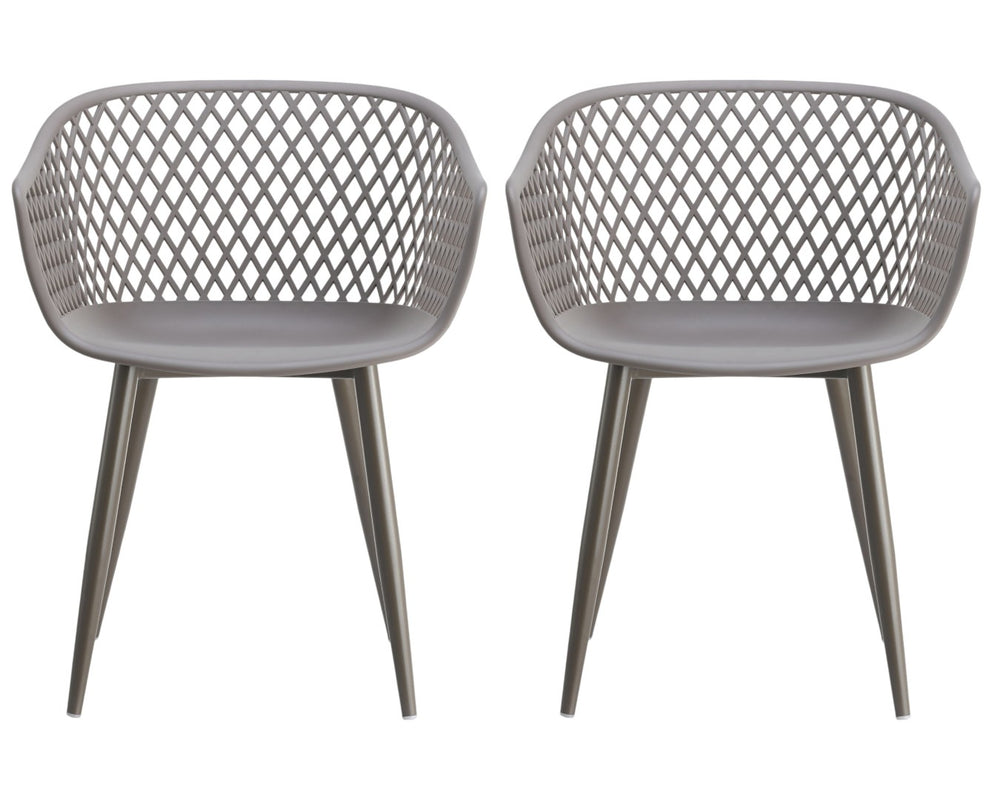 HomeRoots Set of Two Stylish Gray Heavy-Duty Plastic Arm Chairs for Dining, Living Room, and Office Use 527821