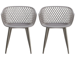 HomeRoots Set of Two Stylish Gray Heavy-Duty Plastic Arm Chairs for Dining, Living Room, and Office Use 527821