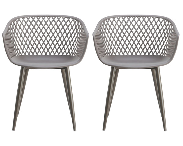 HomeRoots Set of Two Stylish Gray Heavy-Duty Plastic Arm Chairs for Dining, Living Room, and Office Use 527821
