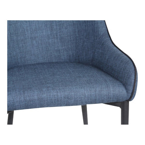 HomeRoots Set of Two Stylish Blue and Black Upholstered Arm Chairs with Metal Legs for Modern Dining Spaces 527822